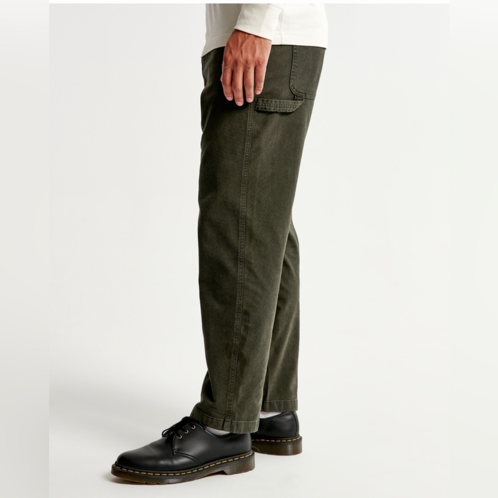 Abercrombie & Fitch Dark Olive Green Athletic Loose Workwear Pant - Picture 2 of 8